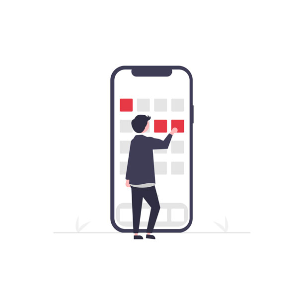 Illustration d'une personne qui fais du developpement mobile